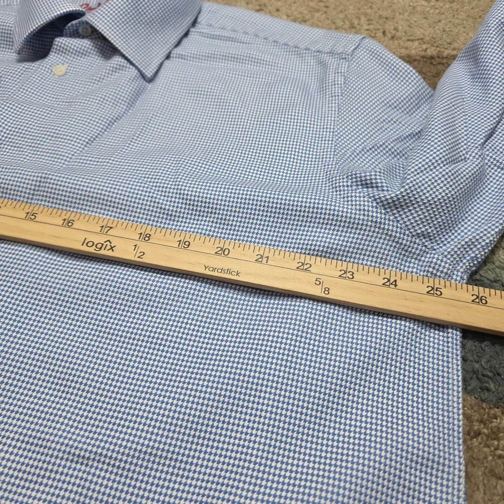 Robert Graham 17.5 44 XL Blue Geometric Button Down Shirt 100% Cotton Flip Cuff